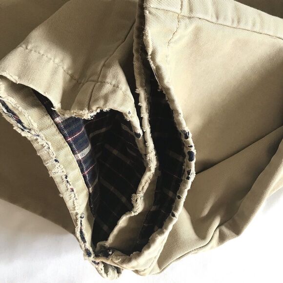 LL Bean Pants Men Tag 37 /Actual 32x28 Khaki Flannel Plaid Lined Pleated Vintage - Picture 8 of 9